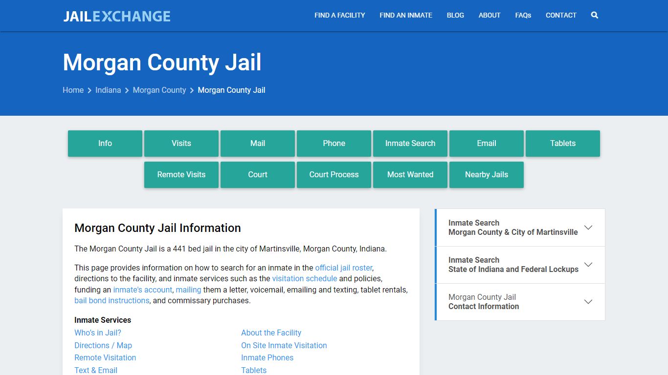 Morgan County Jail, IN Inmate Search, Information